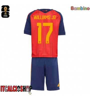 Spagna Nico Williams #17 Prima Maglia Bambino Mondiali 2026 Manica Corta (+ Pantaloni corti)